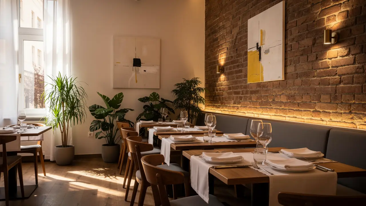 Einladendes Restaurant-Interieur mit gedeckten Tischen